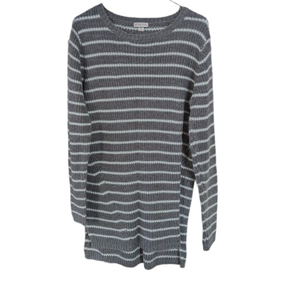 Women's Merona striped knit sweater, gray/white, size XL - Picture 1 of 5